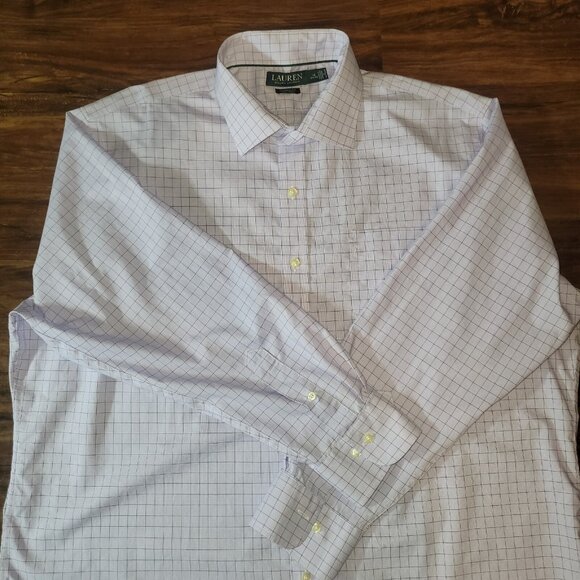 Lauren Ralph Lauren Dress Shirt Mens Classic Fit 18 34/36 LS Light Blue Non-Iron - Picture 4 of 16